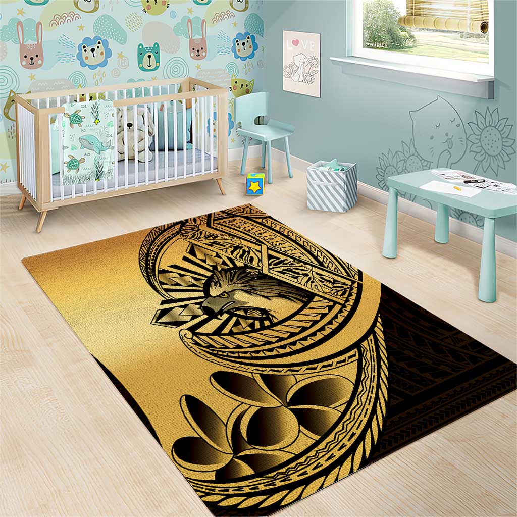 Philippines Eagle Sun Area Rug Filipino Agila Polynesian Tattoo Gold Color