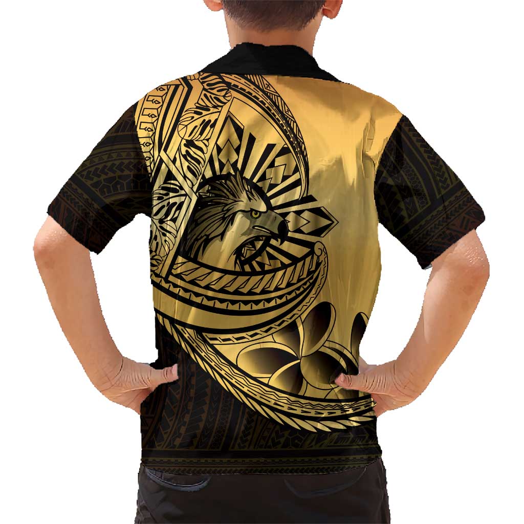 Philippines Eagle Sun Family Matching Mermaid Dress and Hawaiian Shirt Filipino Agila Polynesian Tattoo Gold Color LT14 - Polynesian Pride