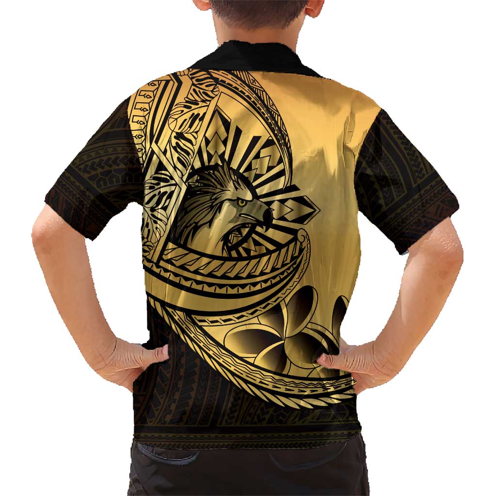 Philippines Eagle Sun Hawaiian Shirt Filipino Agila Polynesian Tattoo Gold Color