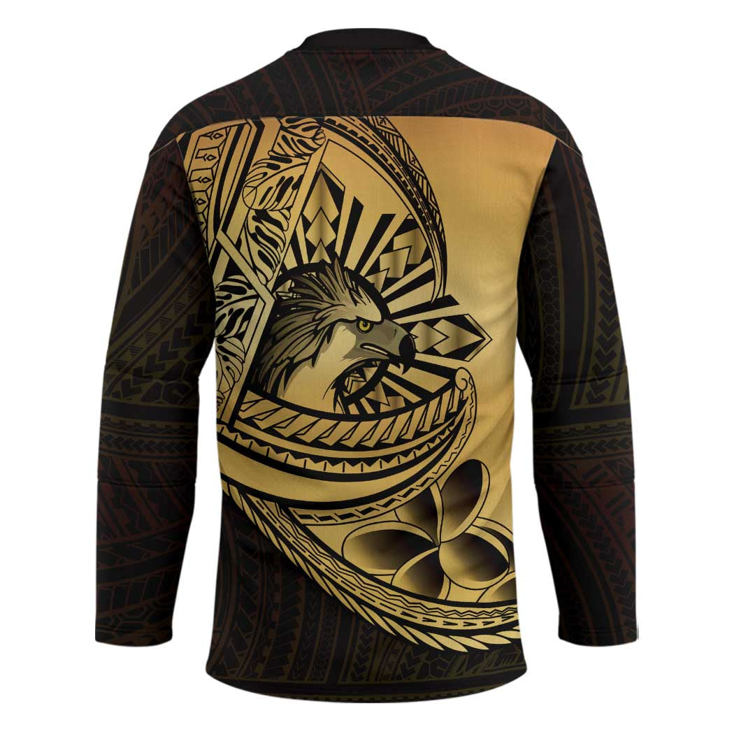 Philippines Eagle Sun Hockey Jersey Filipino Agila Polynesian Tattoo Gold Color