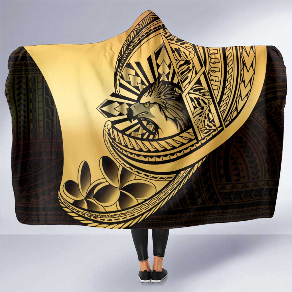 Philippines Eagle Sun Hooded Blanket Filipino Agila Polynesian Tattoo Gold Color