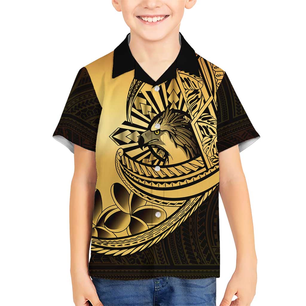 Philippines Eagle Sun Kid Hawaiian Shirt Filipino Agila Polynesian Tattoo Gold Color