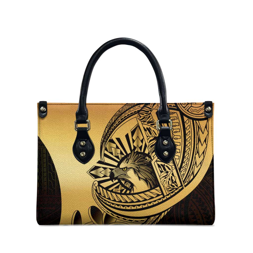 Philippines Eagle Sun Leather Bag Filipino Agila Polynesian Tattoo Gold Color