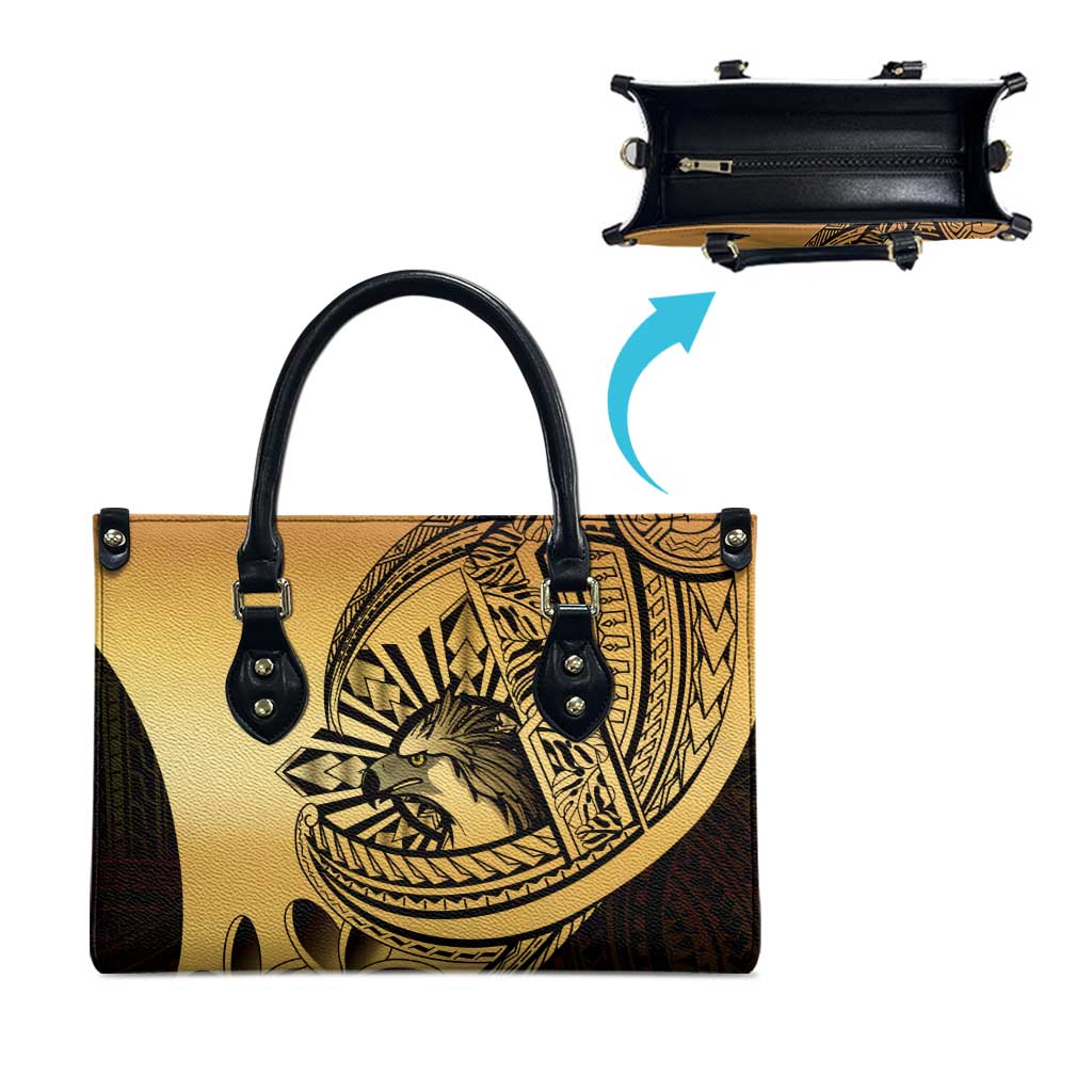 Philippines Eagle Sun Leather Bag Filipino Agila Polynesian Tattoo Gold Color