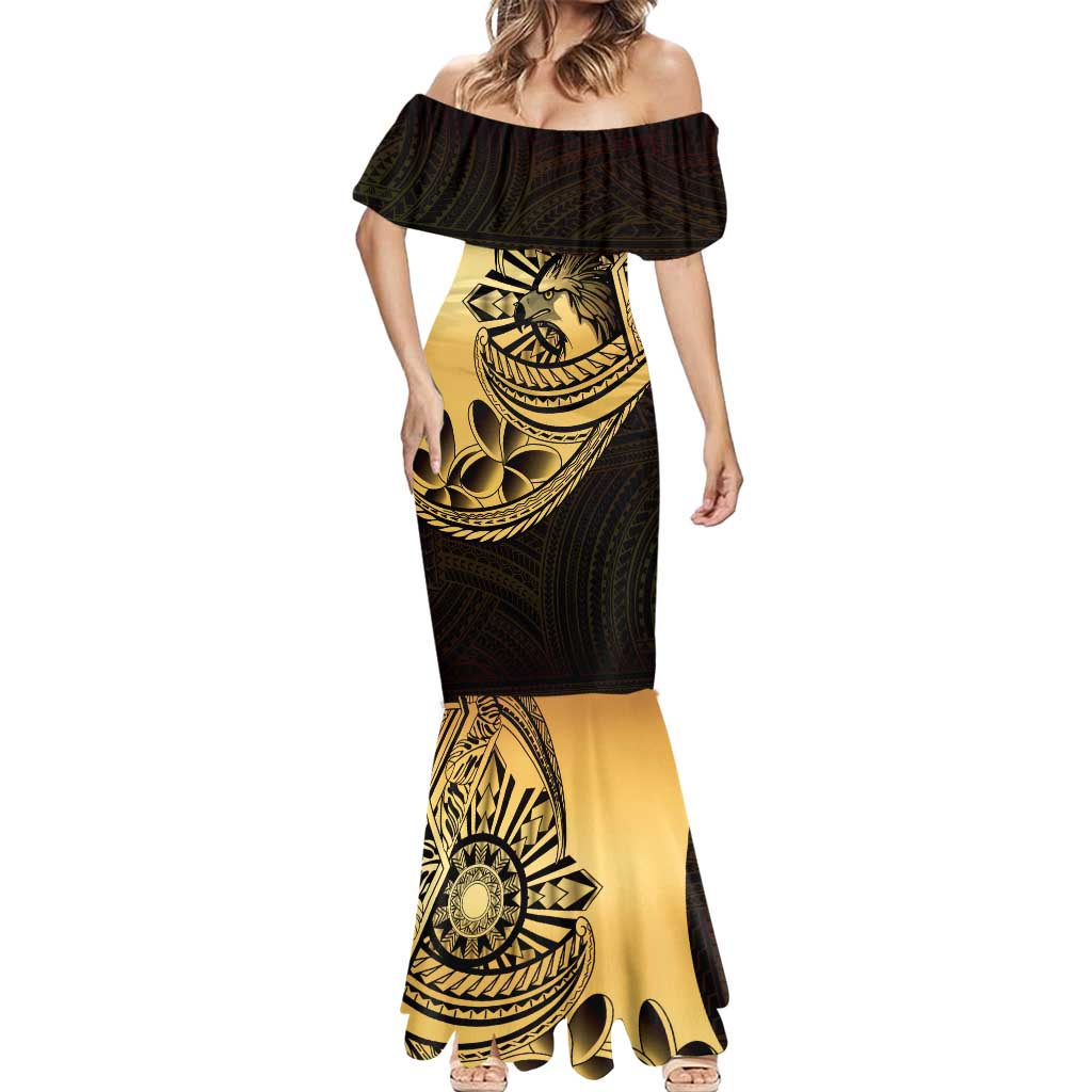 Philippines Eagle Sun Mermaid Dress Filipino Agila Polynesian Tattoo Gold Color