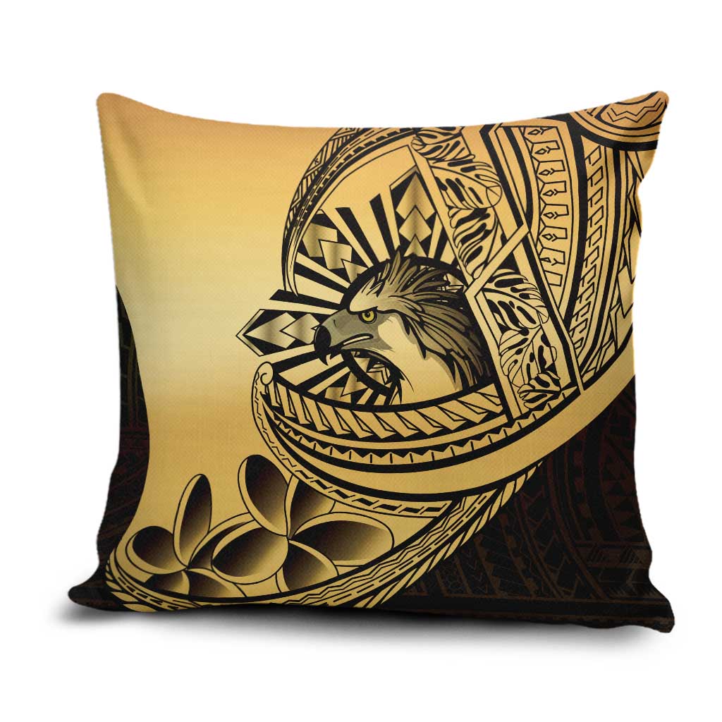 Philippines Eagle Sun Pillow Cover Filipino Agila Polynesian Tattoo Gold Color