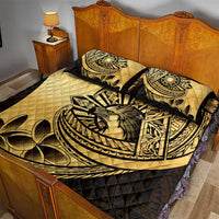 Philippines Eagle Sun Quilt Bed Set Filipino Agila Polynesian Tattoo Gold Color