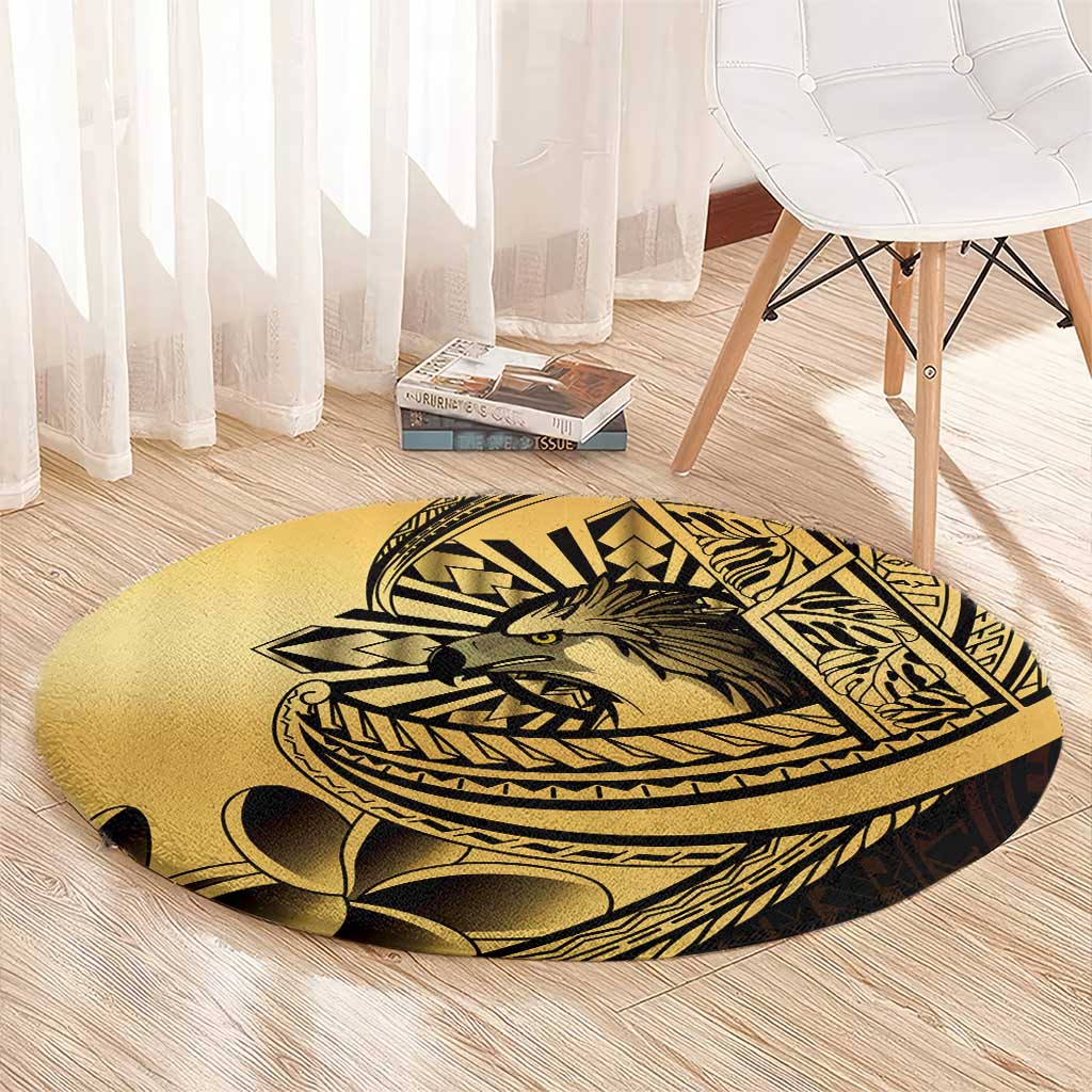 Philippines Eagle Sun Round Carpet Filipino Agila Polynesian Tattoo Gold Color
