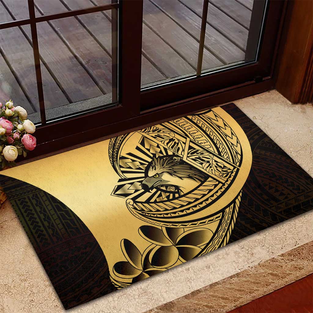 Philippines Eagle Sun Rubber Doormat Filipino Agila Polynesian Tattoo Gold Color