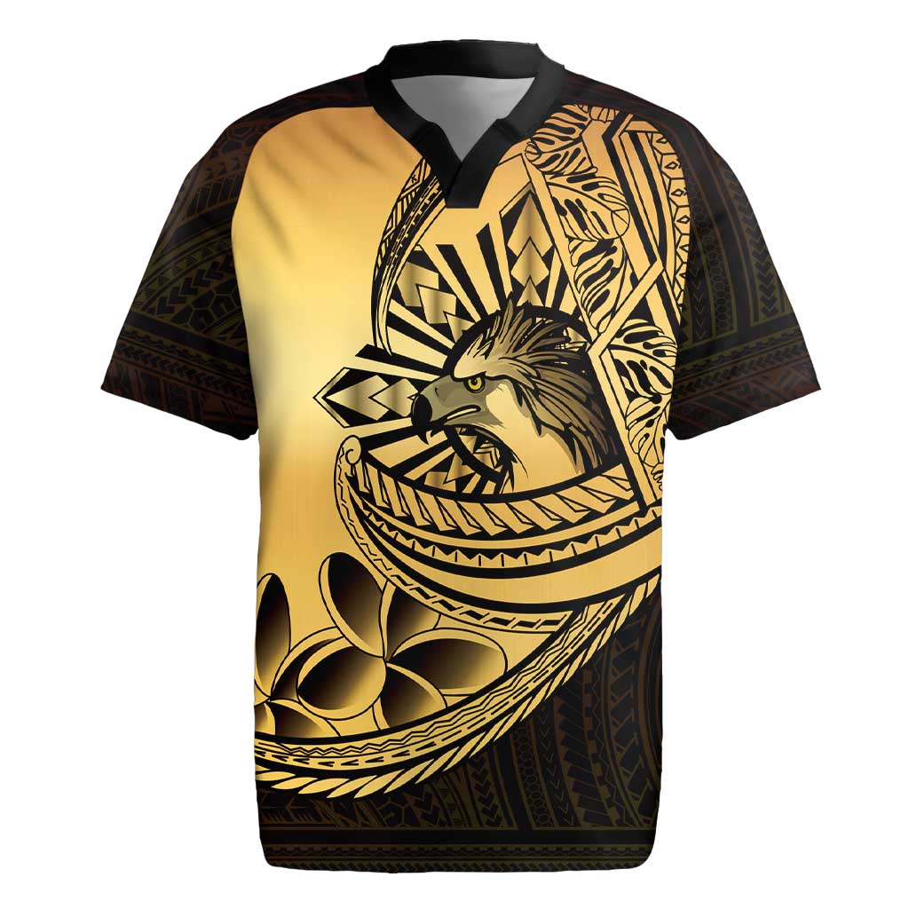 Philippines Eagle Sun Rugby Jersey Filipino Agila Polynesian Tattoo Gold Color