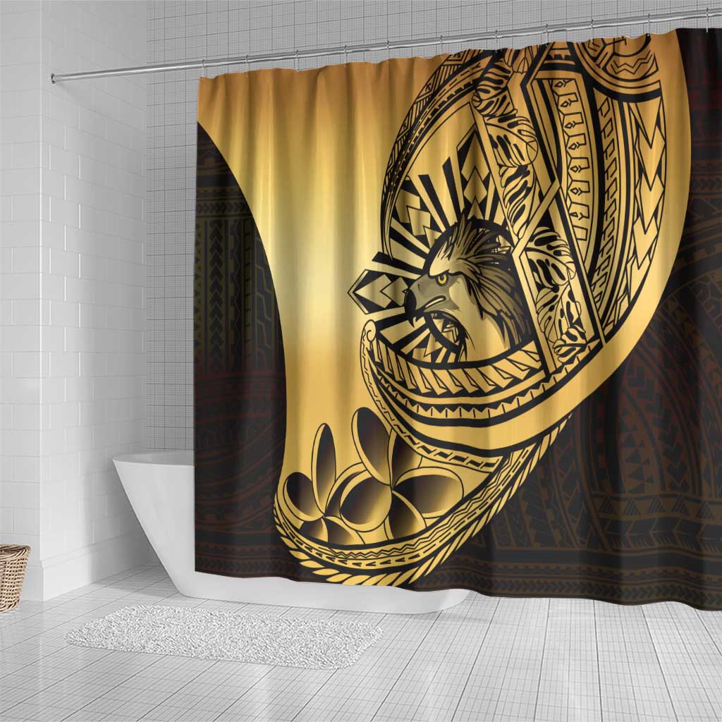Philippines Eagle Sun Shower Curtain Filipino Agila Polynesian Tattoo Gold Color