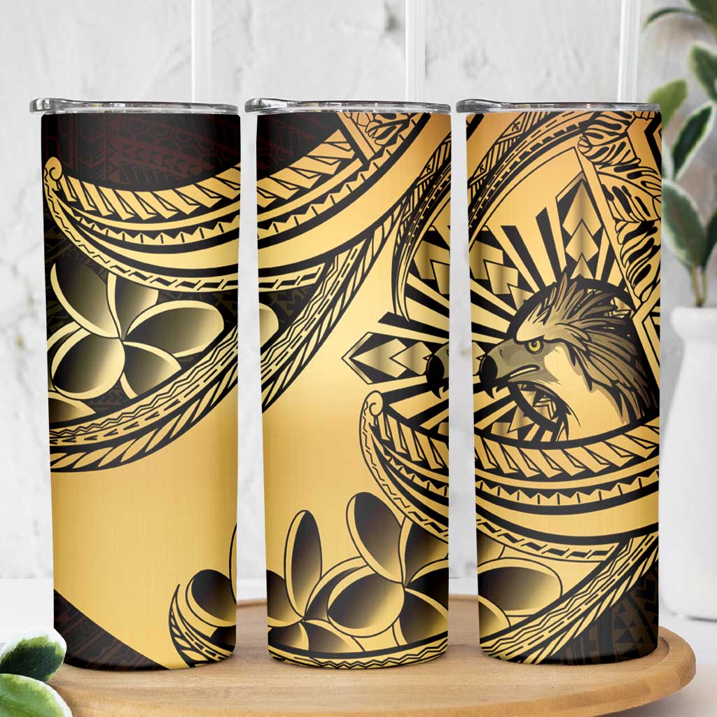 Philippines Eagle Sun Skinny Tumbler Filipino Agila Polynesian Tattoo Gold Color