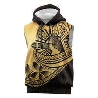 Philippines Eagle Sun Sleeveless Hoodie Filipino Agila Polynesian Tattoo Gold Color