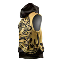 Philippines Eagle Sun Sleeveless Hoodie Filipino Agila Polynesian Tattoo Gold Color