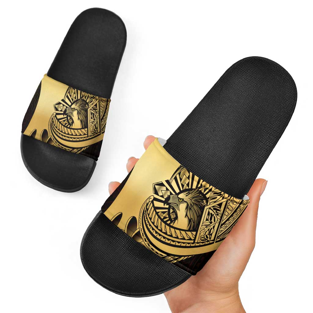 Philippines Eagle Sun Slide Sandals Filipino Agila Polynesian Tattoo Gold Color
