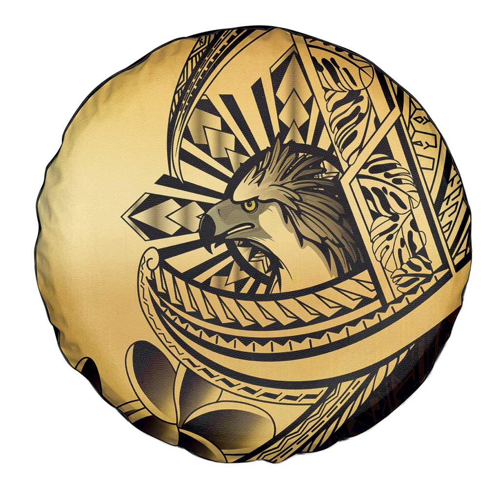 Philippines Eagle Sun Spare Tire Cover Filipino Agila Polynesian Tattoo Gold Color