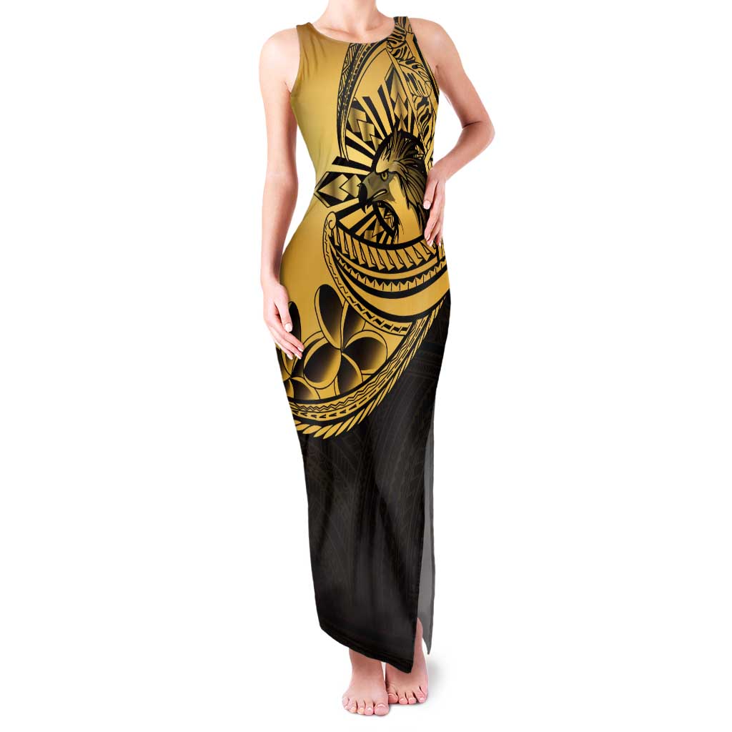 Philippines Eagle Sun Tank Maxi Dress Filipino Agila Polynesian Tattoo Gold Color