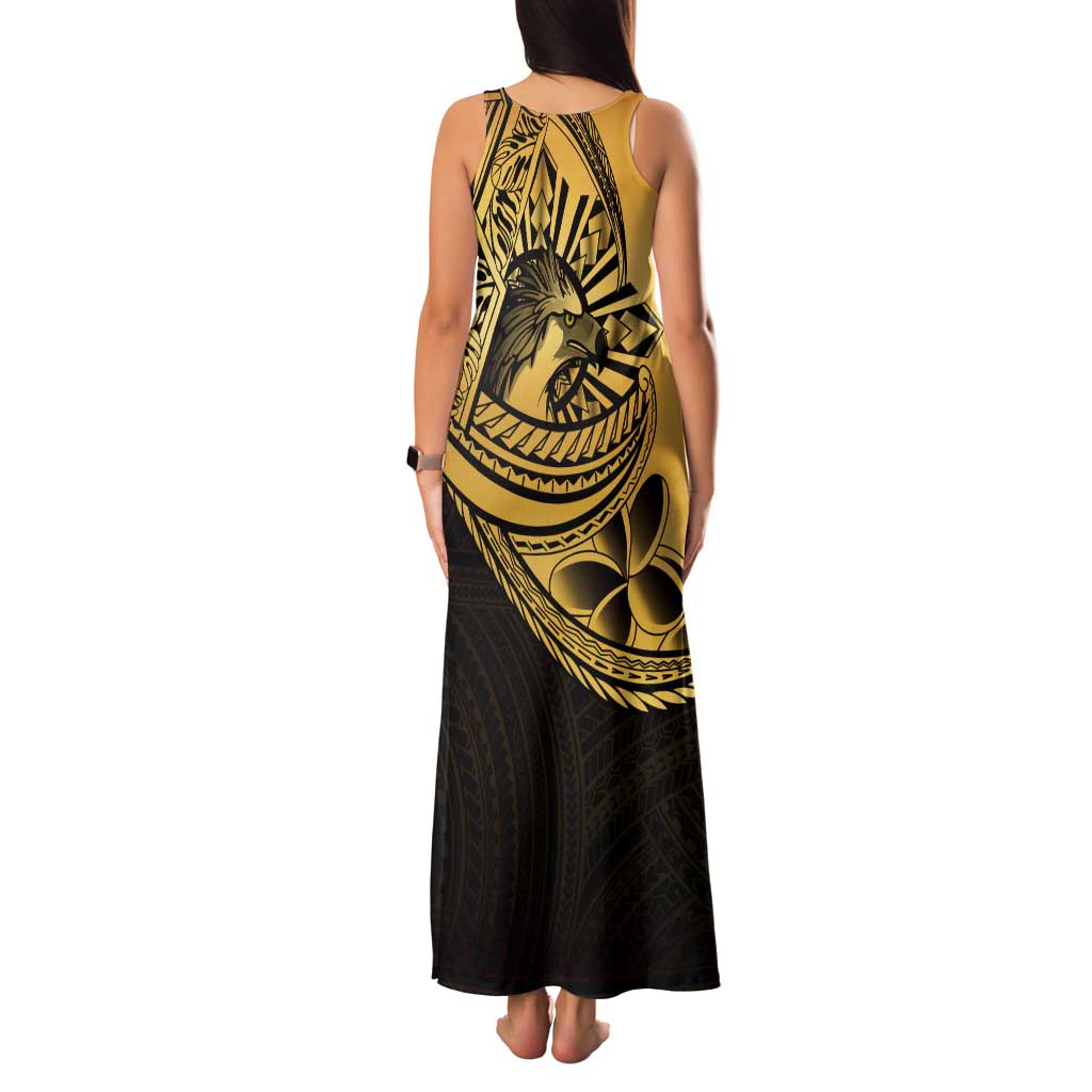 Philippines Eagle Sun Tank Maxi Dress Filipino Agila Polynesian Tattoo Gold Color