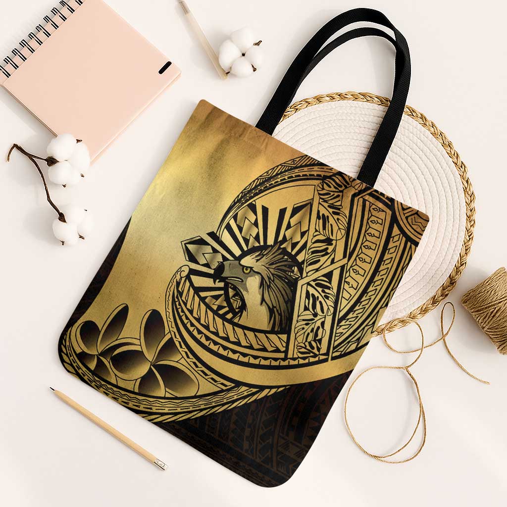 Philippines Eagle Sun Tote Bag Filipino Agila Polynesian Tattoo Gold Color