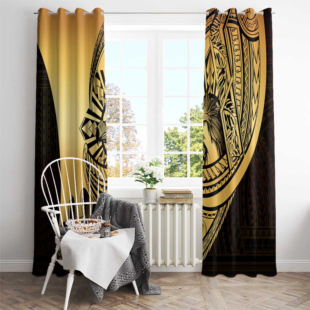 Philippines Eagle Sun Window Curtain Filipino Agila Polynesian Tattoo Gold Color