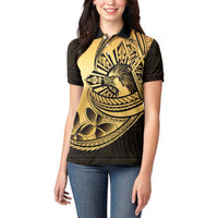 Philippines Eagle Sun Women Polo Shirt Filipino Agila Polynesian Tattoo Gold Color