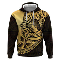 Philippines Eagle Sun Zip Hoodie Filipino Agila Polynesian Tattoo Gold Color