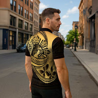 Philippines Eagle Sun Zipper Polo Shirt Filipino Agila Polynesian Tattoo Gold Color