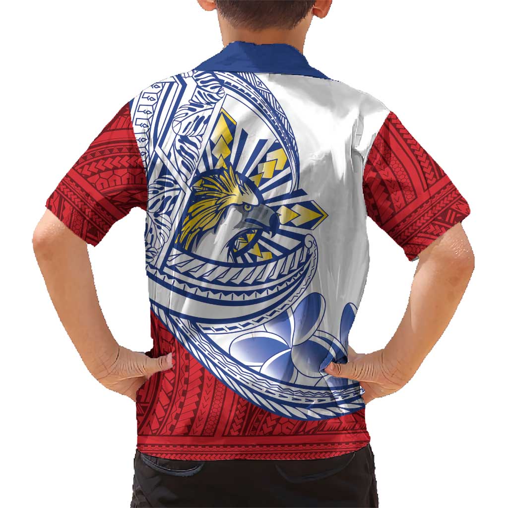 Philippines Eagle Sun Family Matching Long Sleeve Bodycon Dress and Hawaiian Shirt Filipino Agila Polynesian Tattoo Flag Color LT14 - Polynesian Pride