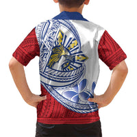 Philippines Eagle Sun Family Matching Off Shoulder Short Dress and Hawaiian Shirt Filipino Agila Polynesian Tattoo Flag Color LT14 - Polynesian Pride