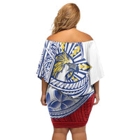Philippines Eagle Sun Family Matching Off Shoulder Short Dress and Hawaiian Shirt Filipino Agila Polynesian Tattoo Flag Color LT14 - Polynesian Pride