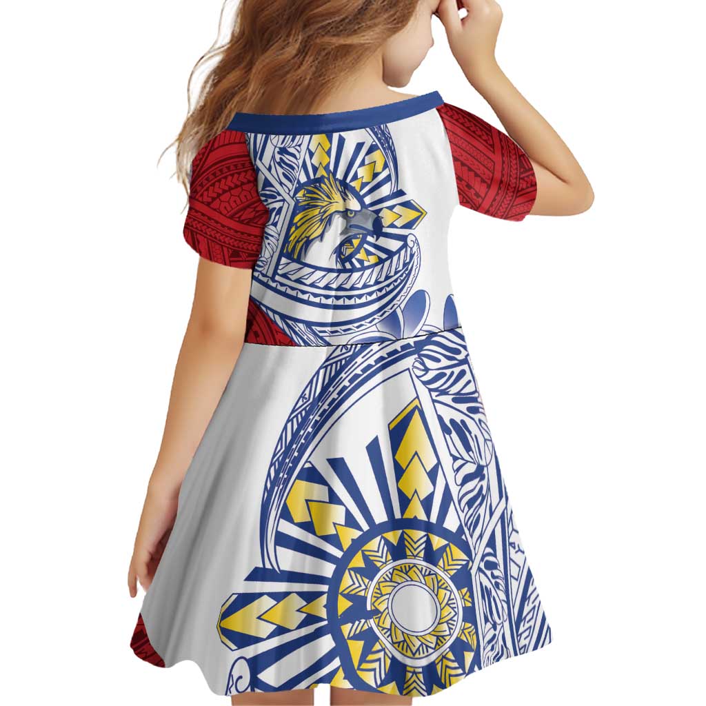 Philippines Eagle Sun Family Matching Summer Maxi Dress and Hawaiian Shirt Filipino Agila Polynesian Tattoo Flag Color LT14 - Polynesian Pride