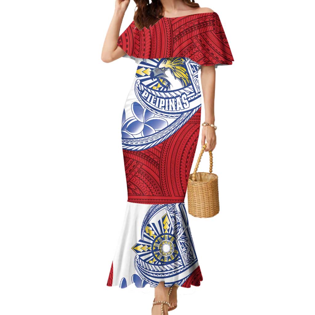 Philippines Eagle Sun Mermaid Dress Filipino Agila Polynesian Tattoo Flag Color