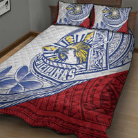 Philippines Eagle Sun Quilt Bed Set Filipino Agila Polynesian Tattoo Flag Color