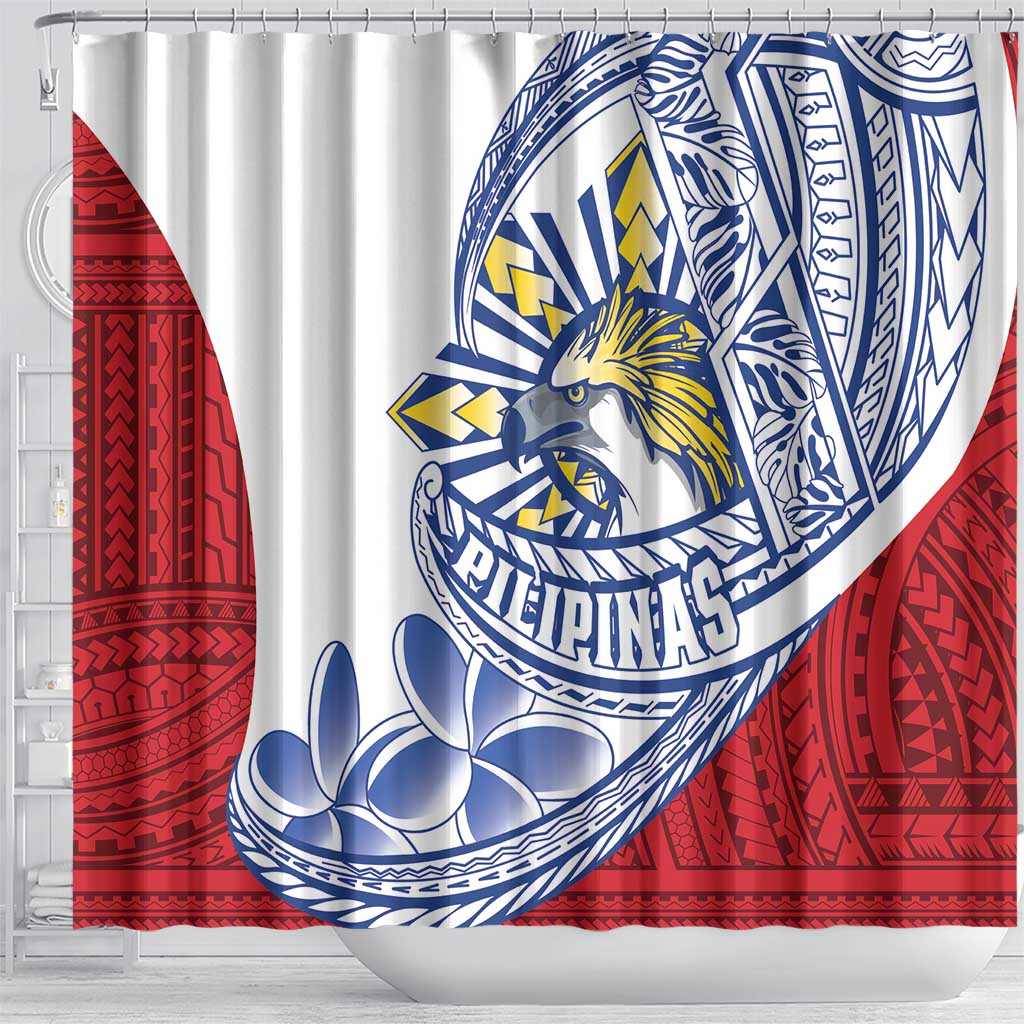 Philippines Eagle Sun Shower Curtain Filipino Agila Polynesian Tattoo Flag Color