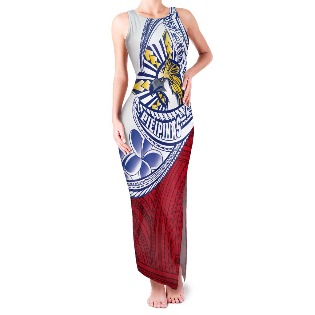 Philippines Eagle Sun Tank Maxi Dress Filipino Agila Polynesian Tattoo Flag Color