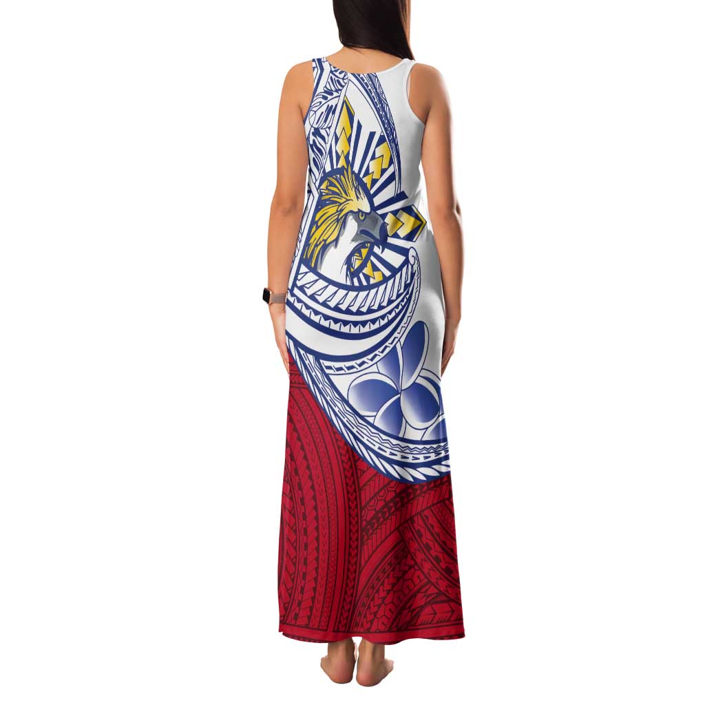 Philippines Eagle Sun Tank Maxi Dress Filipino Agila Polynesian Tattoo Flag Color