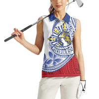 Philippines Eagle Sun Women Sleeveless Polo Shirt Filipino Agila Polynesian Tattoo Flag Color