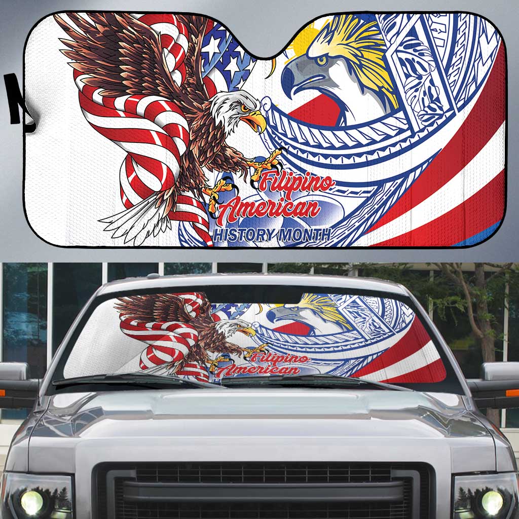 Filipino American History Month Auto Sun Shade Philippines Agila USA Eagle Mix Flag