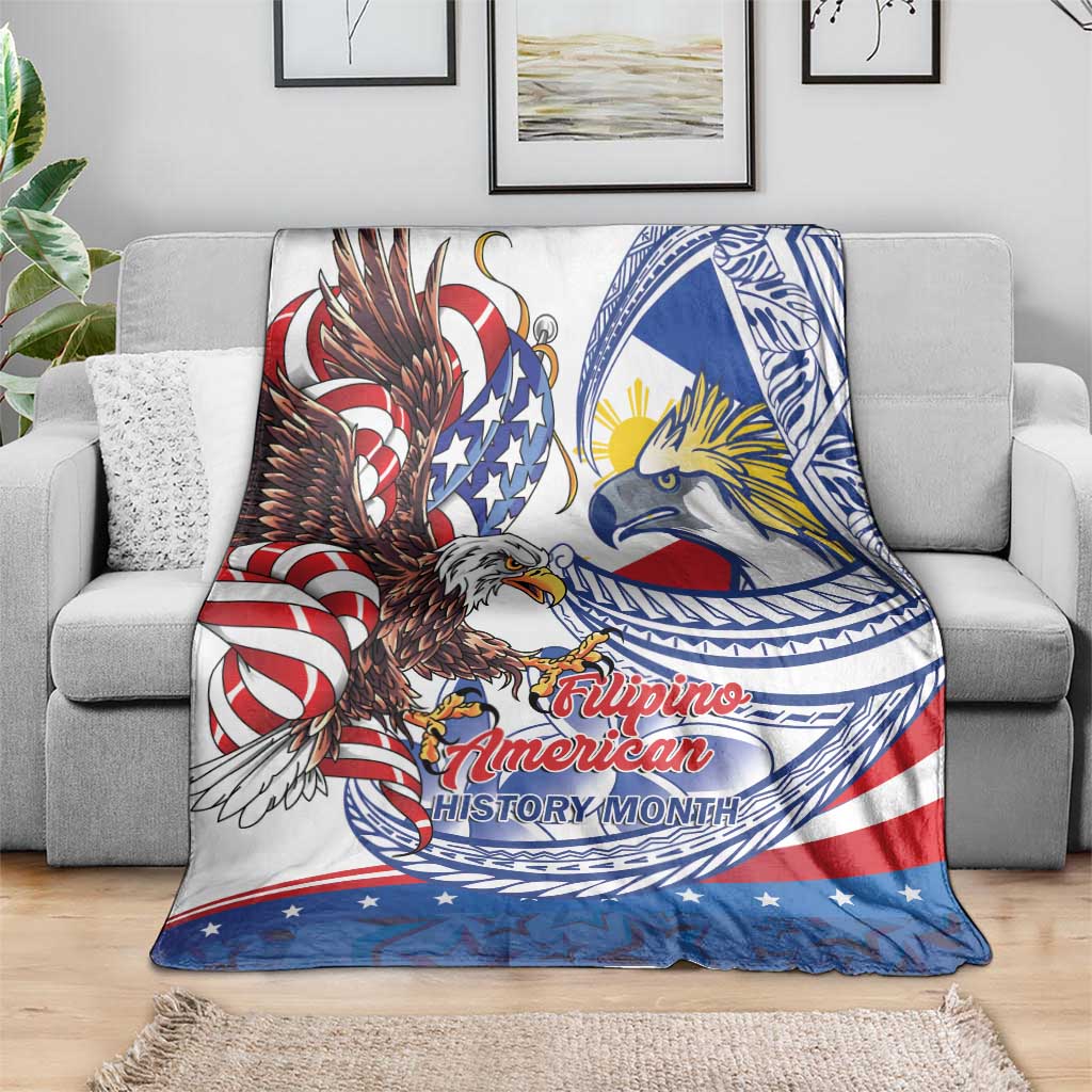 Filipino American History Month Blanket Philippines Agila USA Eagle Mix Flag