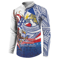 Filipino American History Month Button Sweatshirt Philippines Agila USA Eagle Mix Flag