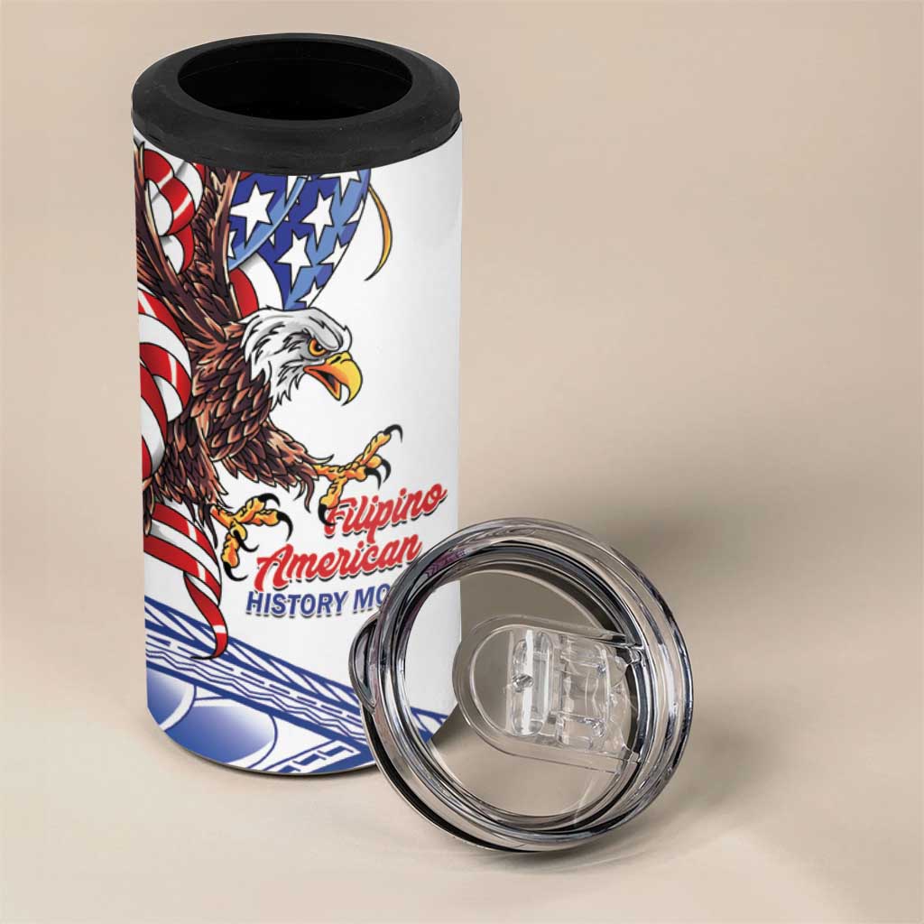Filipino American History Month 4 in 1 Can Cooler Tumbler Philippines Agila USA Eagle Mix Flag