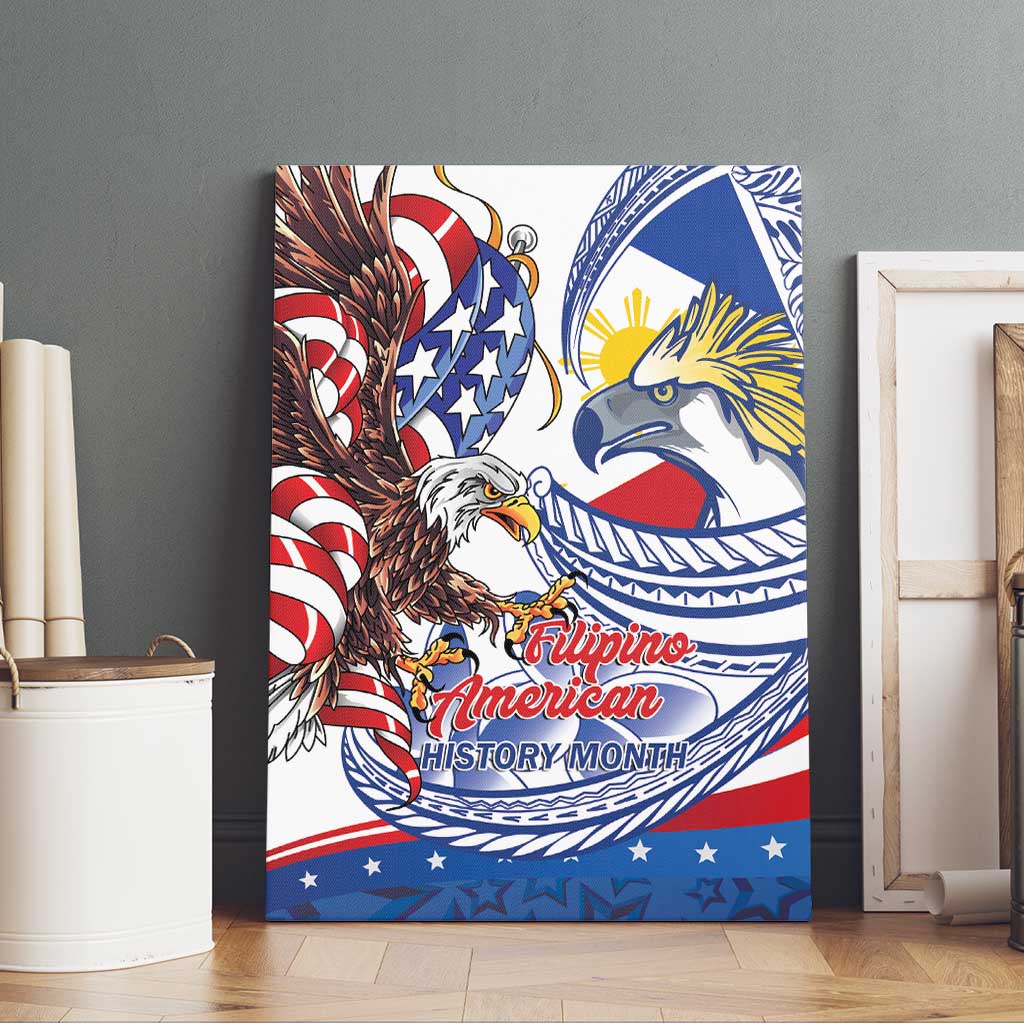 Filipino American History Month Canvas Wall Art Philippines Agila USA Eagle Mix Flag