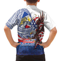Filipino American History Month Family Matching Off Shoulder Short Dress and Hawaiian Shirt Philippines Agila USA Eagle Mix Flag LT14 - Polynesian Pride