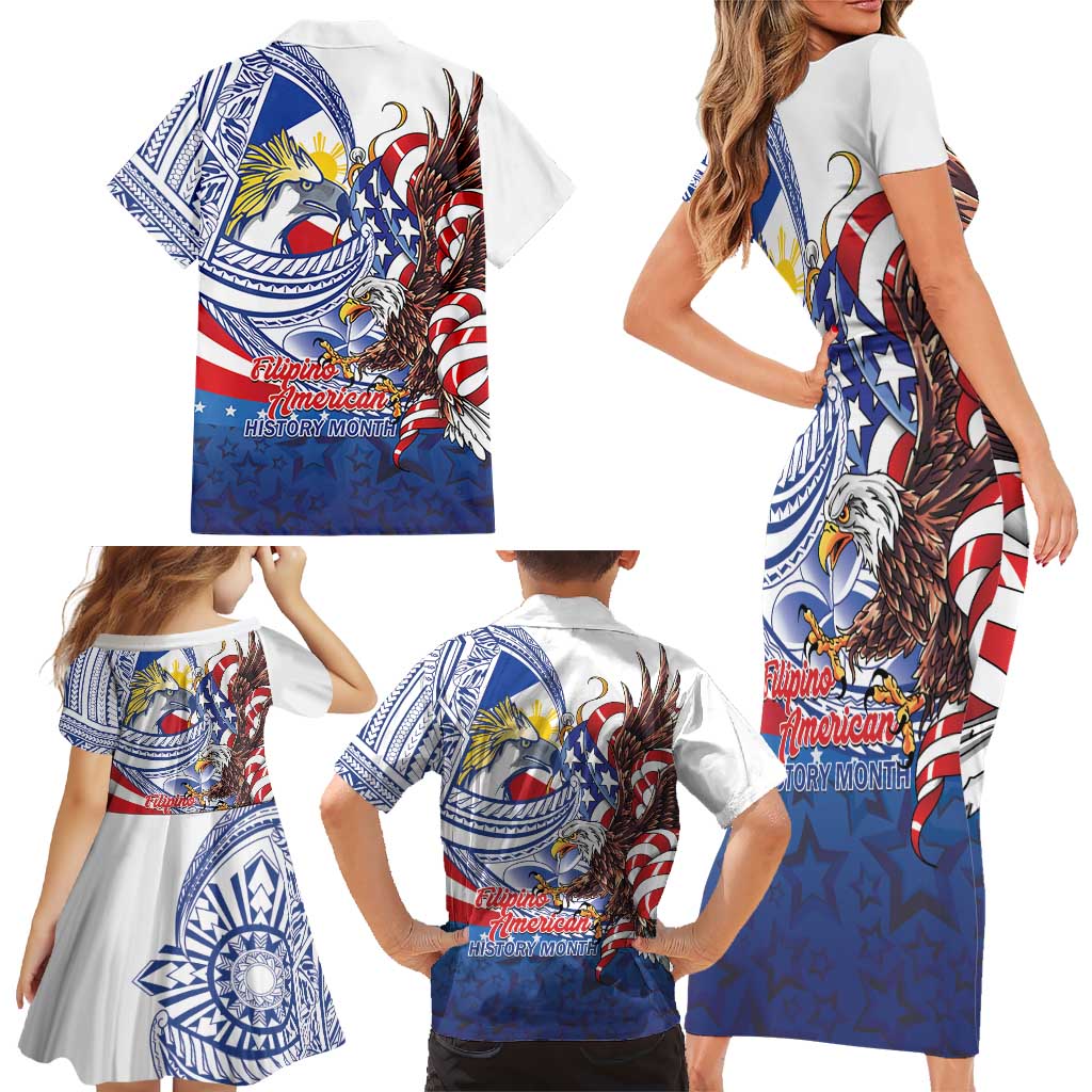 Filipino American History Month Family Matching Short Sleeve Bodycon Dress and Hawaiian Shirt Philippines Agila USA Eagle Mix Flag LT14 - Polynesian Pride