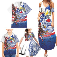 Filipino American History Month Family Matching Summer Maxi Dress and Hawaiian Shirt Philippines Agila USA Eagle Mix Flag LT14 - Polynesian Pride