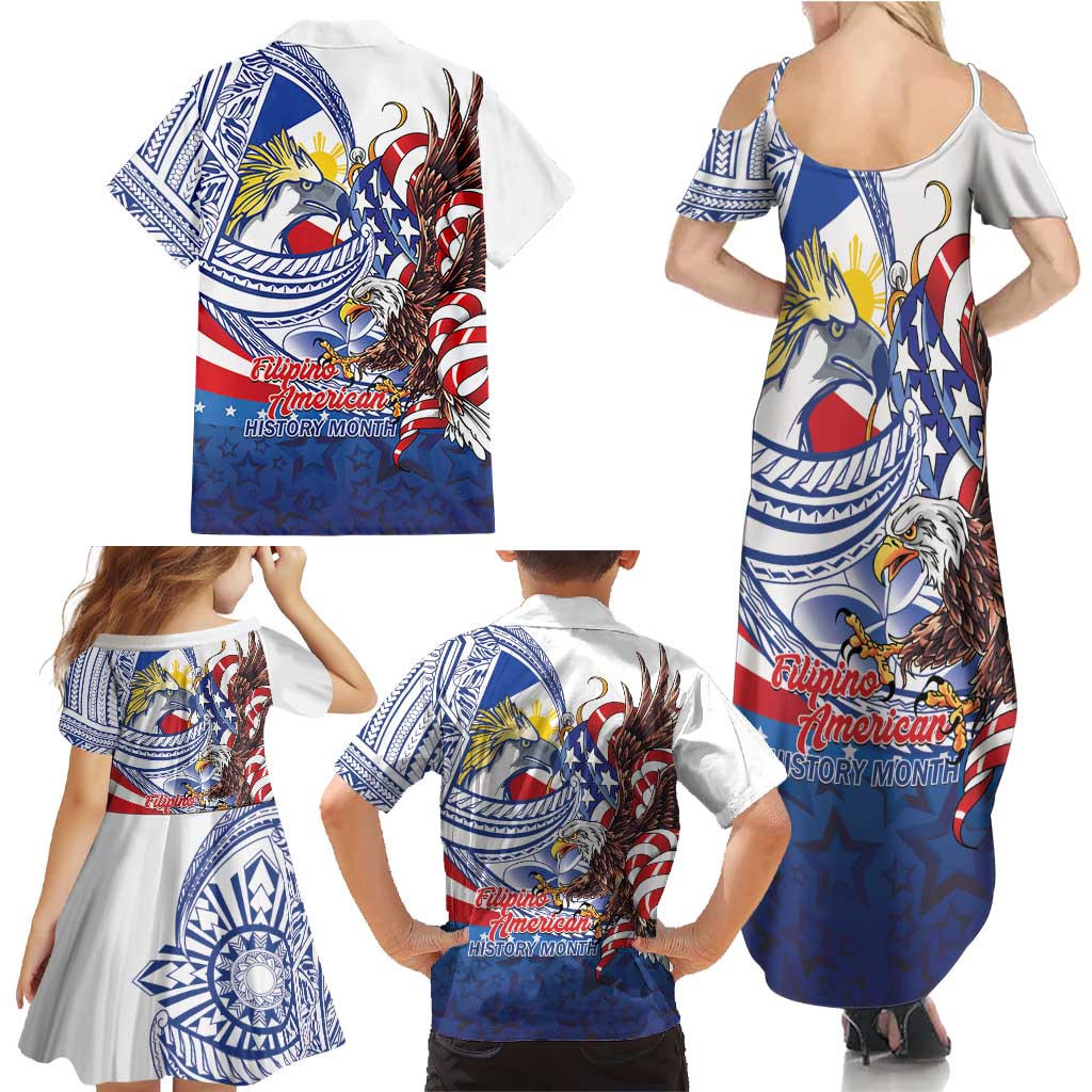 Filipino American History Month Family Matching Summer Maxi Dress and Hawaiian Shirt Philippines Agila USA Eagle Mix Flag LT14 - Polynesian Pride