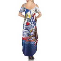 Filipino American History Month Family Matching Summer Maxi Dress and Hawaiian Shirt Philippines Agila USA Eagle Mix Flag LT14 - Polynesian Pride