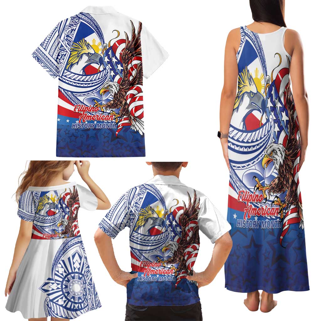 Filipino American History Month Family Matching Tank Maxi Dress and Hawaiian Shirt Philippines Agila USA Eagle Mix Flag LT14 - Polynesian Pride