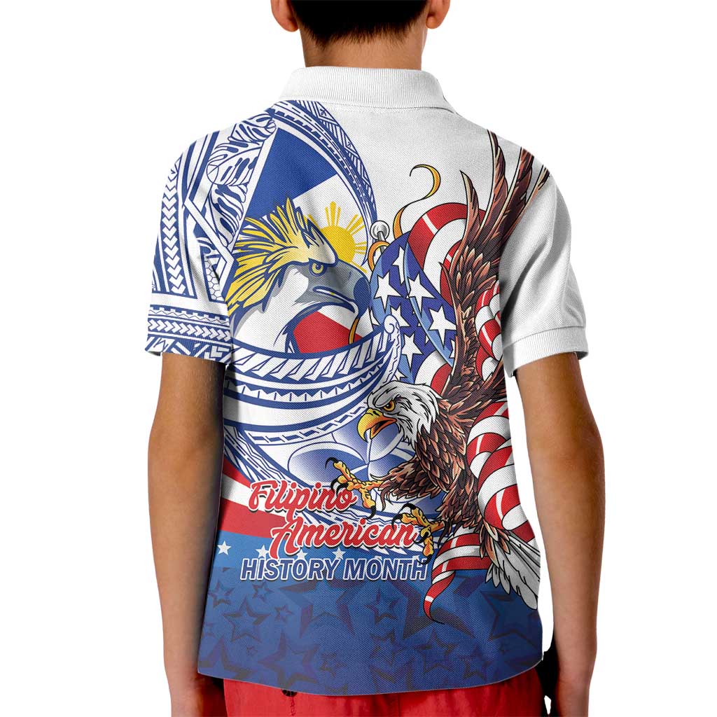 Filipino American History Month Kid Polo Shirt Philippines Agila USA Eagle Mix Flag