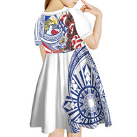 Filipino American History Month Kid Short Sleeve Dress Philippines Agila USA Eagle Mix Flag